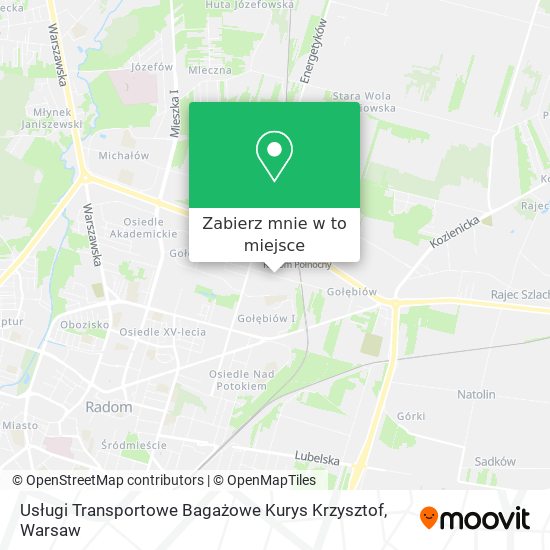 Mapa Usługi Transportowe Bagażowe Kurys Krzysztof