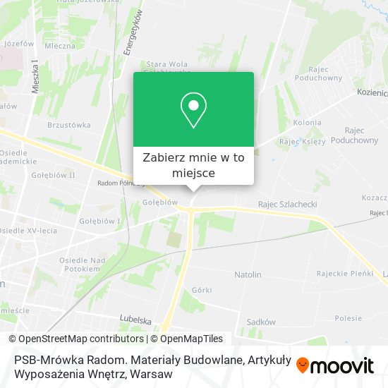 Mapa PSB-Mrówka Radom. Materiały Budowlane, Artykuły Wyposażenia Wnętrz