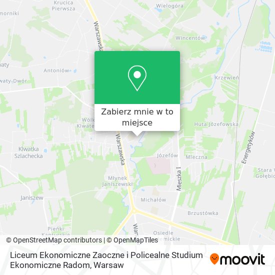 Mapa Liceum Ekonomiczne Zaoczne i Policealne Studium Ekonomiczne Radom