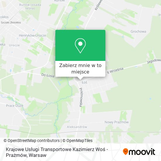 Mapa Krajowe Usługi Transportowe Kazimierz Woś - Prażmów