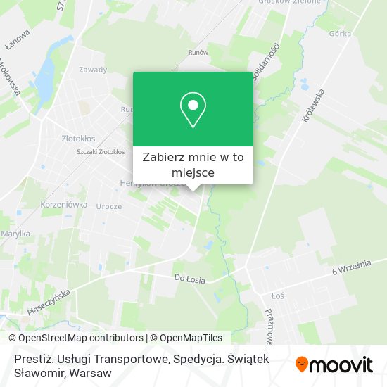 Mapa Prestiż. Usługi Transportowe, Spedycja. Świątek Sławomir