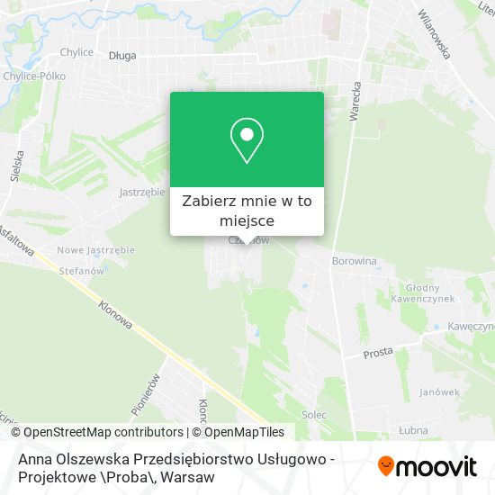 Mapa Anna Olszewska Przedsiębiorstwo Usługowo - Projektowe \Proba\