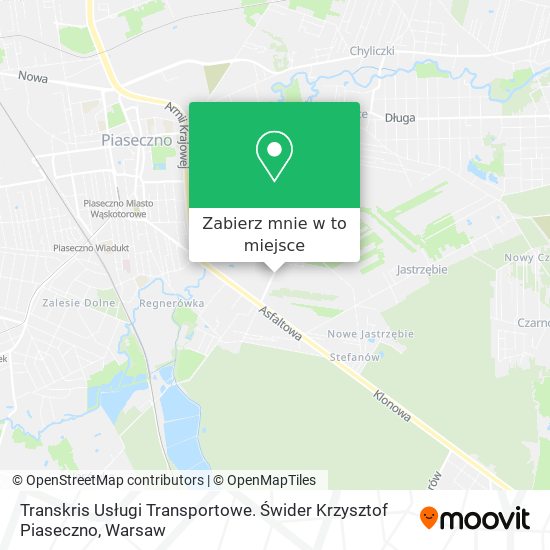 Mapa Transkris Usługi Transportowe. Świder Krzysztof Piaseczno