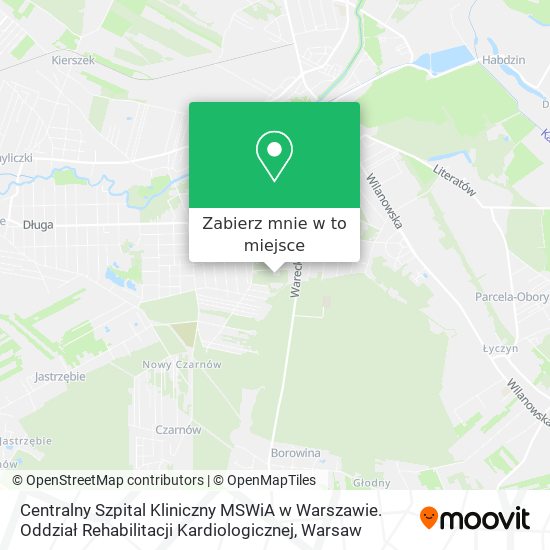 Mapa Centralny Szpital Kliniczny MSWiA w Warszawie. Oddział Rehabilitacji Kardiologicznej