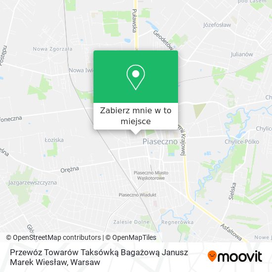 Mapa Przewóz Towarów Taksówką Bagażową Janusz Marek Wiesław