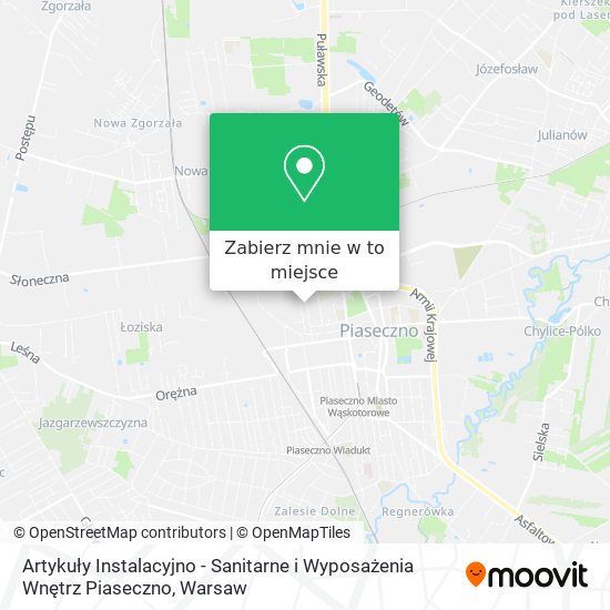 Mapa Artykuły Instalacyjno - Sanitarne i Wyposażenia Wnętrz Piaseczno