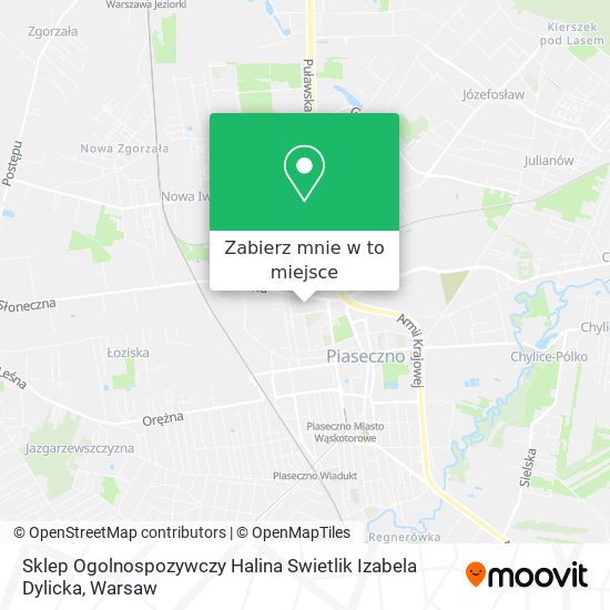 Mapa Sklep Ogolnospozywczy Halina Swietlik Izabela Dylicka