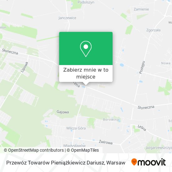 Mapa Przewóz Towarów Pieniążkiewicz Dariusz