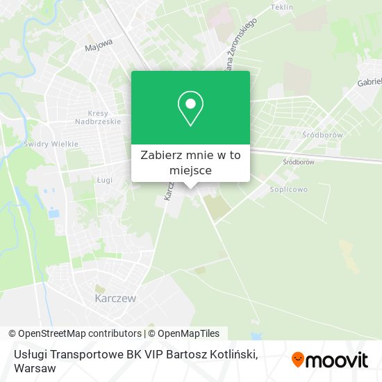 Mapa Usługi Transportowe BK VIP Bartosz Kotliński