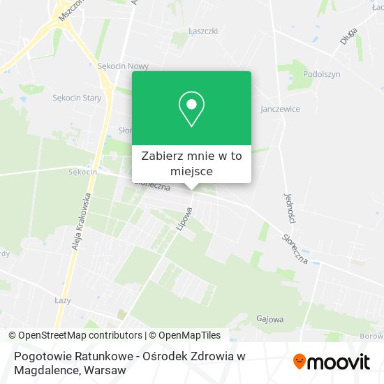 Mapa Pogotowie Ratunkowe - Ośrodek Zdrowia w Magdalence