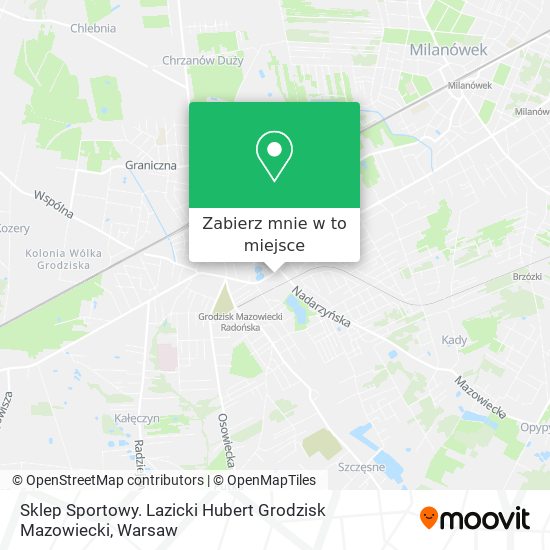 Mapa Sklep Sportowy. Lazicki Hubert Grodzisk Mazowiecki