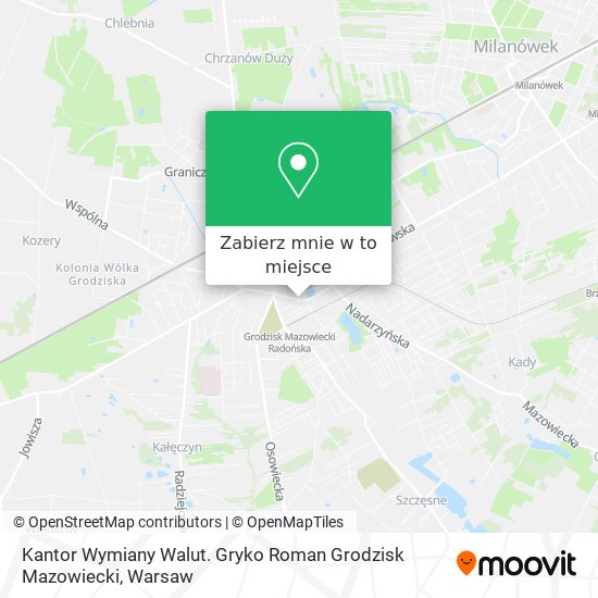 Mapa Kantor Wymiany Walut. Gryko Roman Grodzisk Mazowiecki