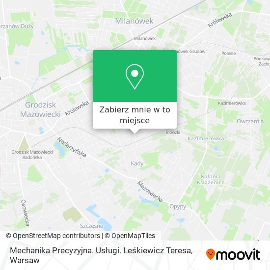 Mapa Mechanika Precyzyjna. Usługi. Leśkiewicz Teresa