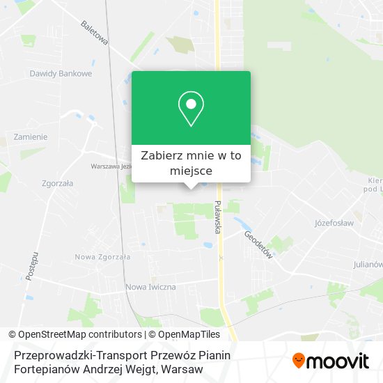 Mapa Przeprowadzki-Transport Przewóz Pianin Fortepianów Andrzej Wejgt