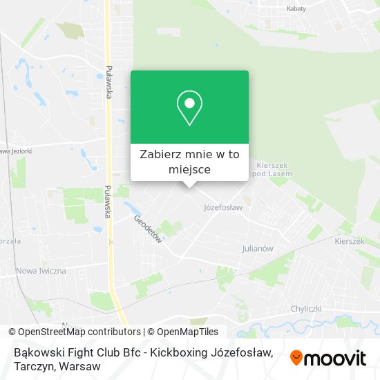 Mapa Bąkowski Fight Club Bfc - Kickboxing Józefosław, Tarczyn