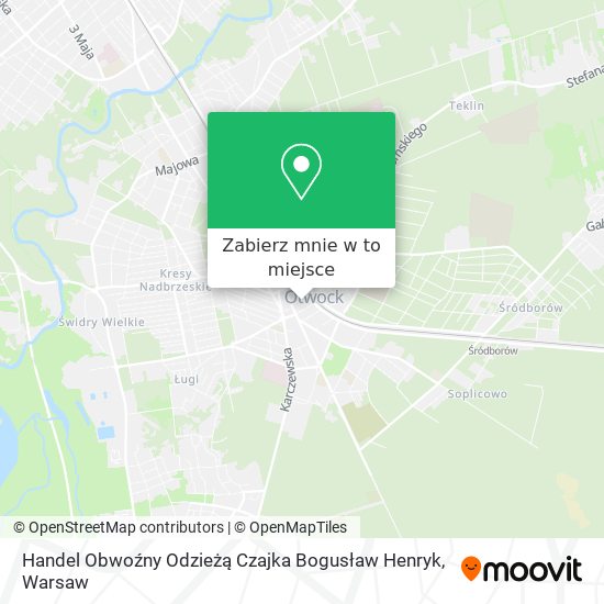 Mapa Handel Obwoźny Odzieżą Czajka Bogusław Henryk