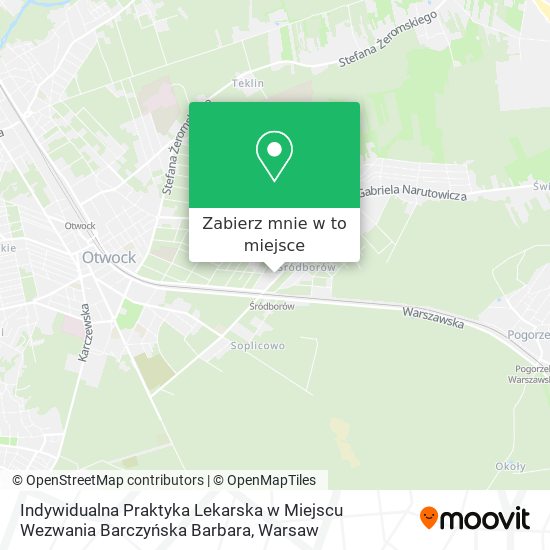 Mapa Indywidualna Praktyka Lekarska w Miejscu Wezwania Barczyńska Barbara