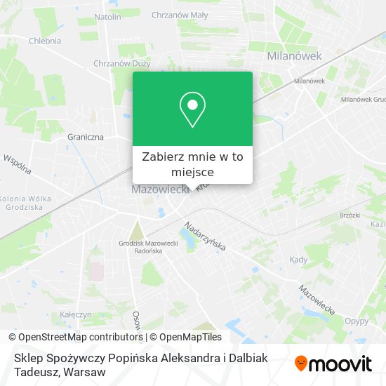 Mapa Sklep Spożywczy Popińska Aleksandra i Dalbiak Tadeusz