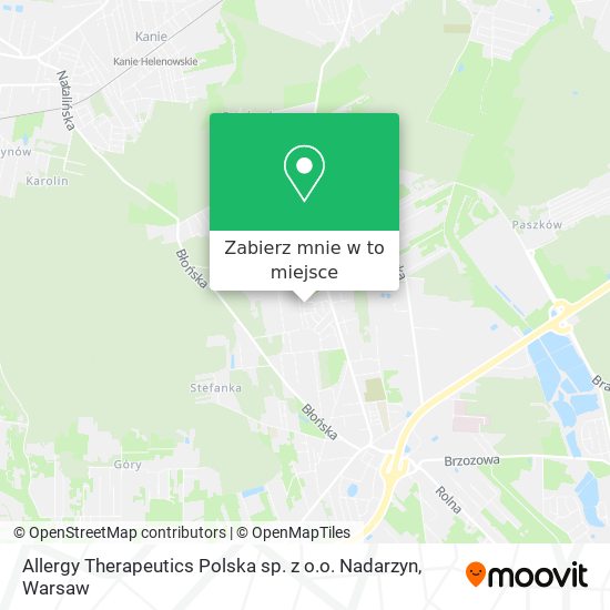 Mapa Allergy Therapeutics Polska sp. z o.o. Nadarzyn