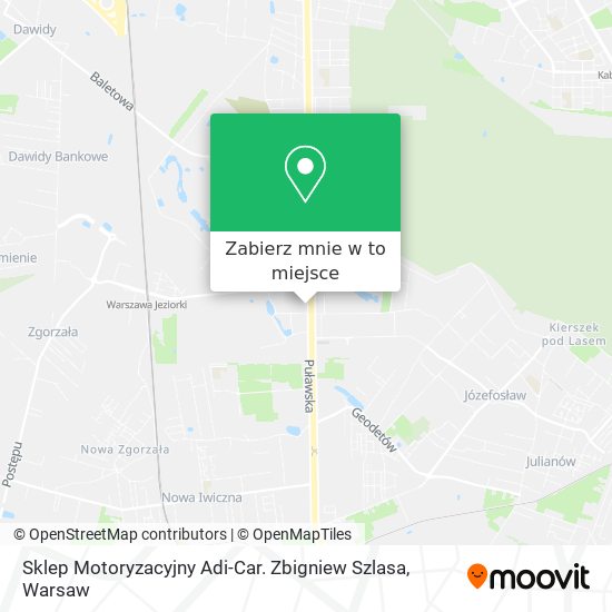 Mapa Sklep Motoryzacyjny Adi-Car. Zbigniew Szlasa