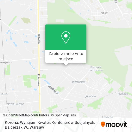 Mapa Korona. Wynajem Kwater, Kontenerów Socjalnych. Balcerzak W.