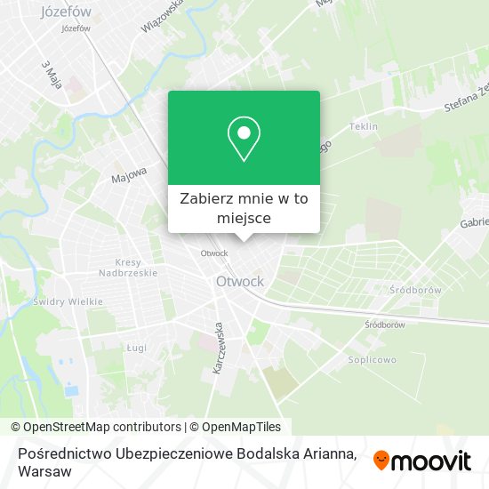 Mapa Pośrednictwo Ubezpieczeniowe Bodalska Arianna