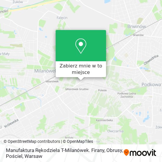 Mapa Manufaktura Rękodzieła T-Milanówek. Firany, Obrusy, Pościel