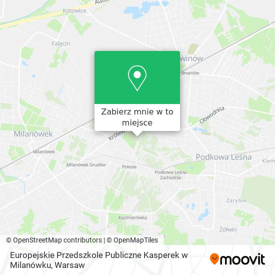 Mapa Europejskie Przedszkole Publiczne Kasperek w Milanówku