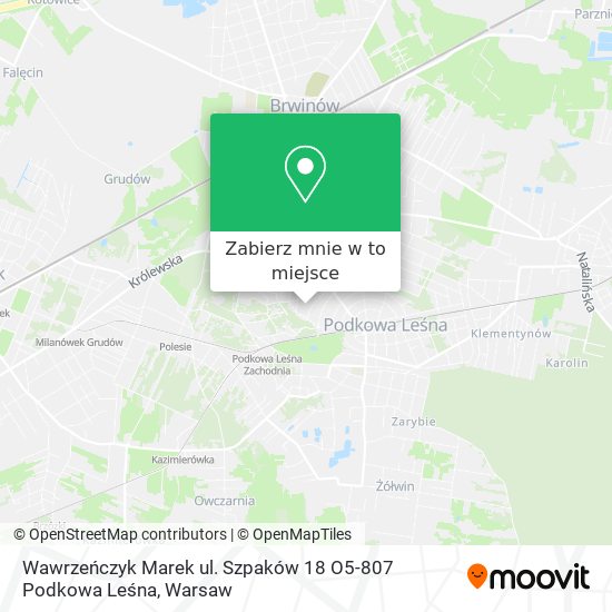 Mapa Wawrzeńczyk Marek ul. Szpaków 18 O5-807 Podkowa Leśna