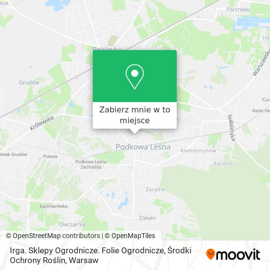 Mapa Irga. Sklepy Ogrodnicze. Folie Ogrodnicze, Środki Ochrony Roślin