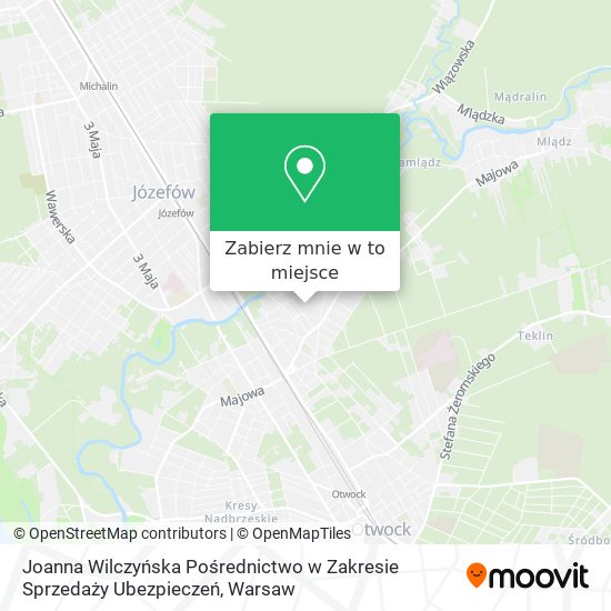 Mapa Joanna Wilczyńska Pośrednictwo w Zakresie Sprzedaży Ubezpieczeń