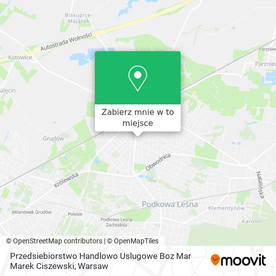 Mapa Przedsiebiorstwo Handlowo Uslugowe Boz Mar Marek Ciszewski