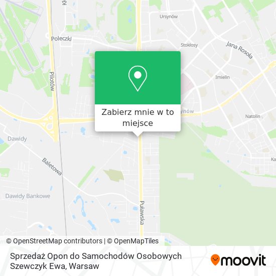 Mapa Sprzedaż Opon do Samochodów Osobowych Szewczyk Ewa