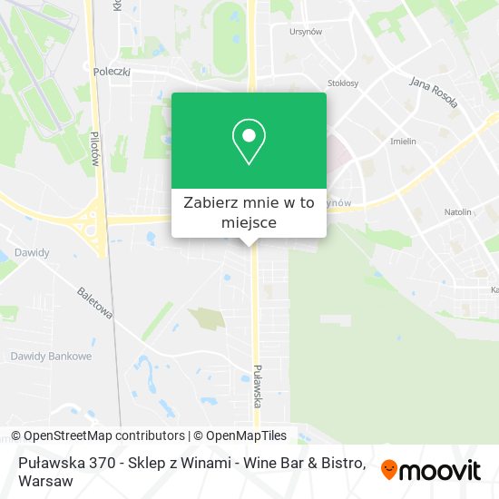 Mapa Puławska 370 - Sklep z Winami - Wine Bar & Bistro