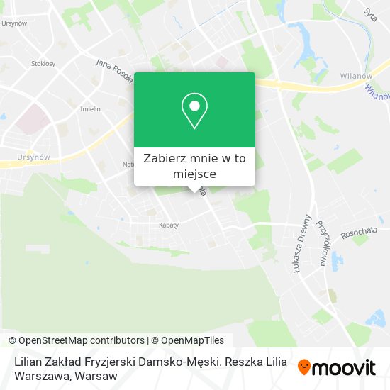 Mapa Lilian Zakład Fryzjerski Damsko-Męski. Reszka Lilia Warszawa