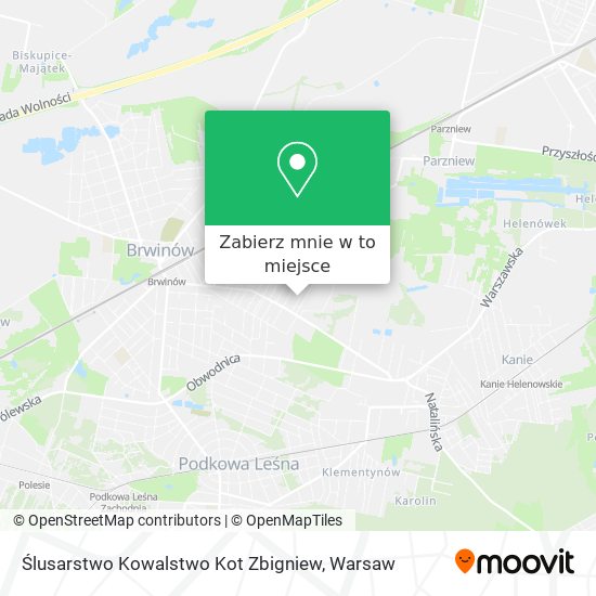 Mapa Ślusarstwo Kowalstwo Kot Zbigniew