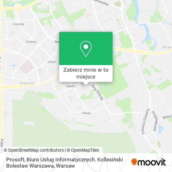 Mapa Prosoft, Biuro Usług Informatycznych. Kollesiński Bolesław Warszawa