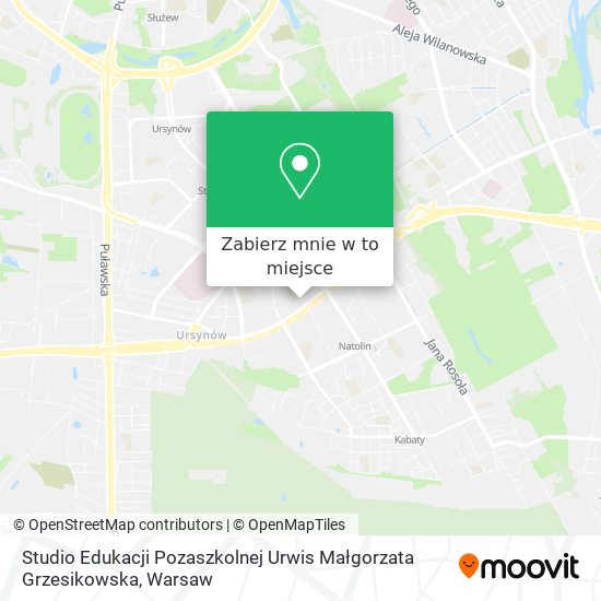 Mapa Studio Edukacji Pozaszkolnej Urwis Małgorzata Grzesikowska