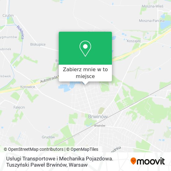 Mapa Usługi Transportowe i Mechanika Pojazdowa. Tuszyński Paweł Brwinów