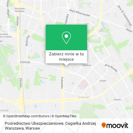 Mapa Pośrednictwo Ubezpieczeniowe. Cegiełka Andrzej Warszawa