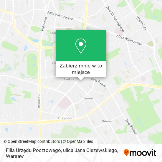 Mapa Filia Urzędu Pocztowego, ulica Jana Ciszewskiego