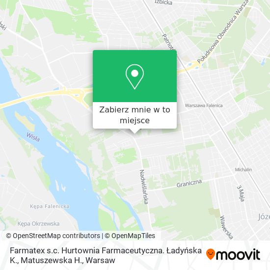 Mapa Farmatex s.c. Hurtownia Farmaceutyczna. Ładyńska K., Matuszewska H.