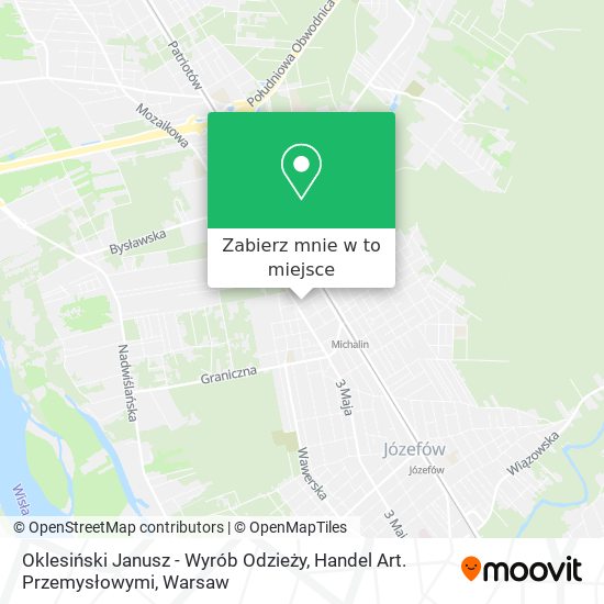 Mapa Oklesiński Janusz - Wyrób Odzieży, Handel Art. Przemysłowymi