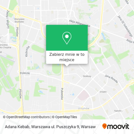 Mapa Adana Kebab, Warszawa ul. Puszczyka 9