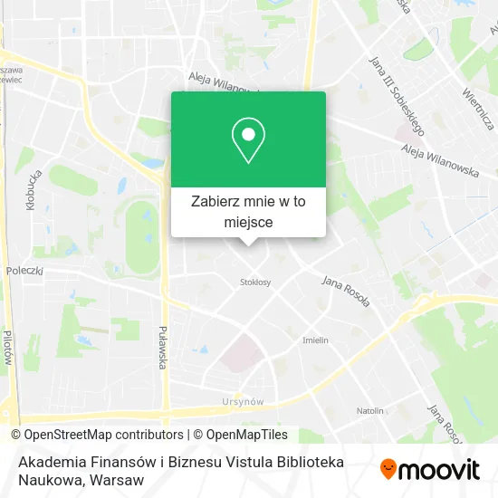Mapa Akademia Finansów i Biznesu Vistula Biblioteka Naukowa