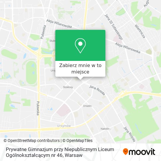 Mapa Prywatne Gimnazjum przy Niepublicznym Liceum Ogólnokształcącym nr 46