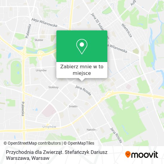 Mapa Przychodnia dla Zwierząt. Stefańczyk Dariusz Warszawa