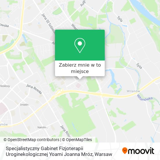 Mapa Specjalistyczny Gabinet Fizjoterapii Uroginekologicznej Yoami Joanna Mróz