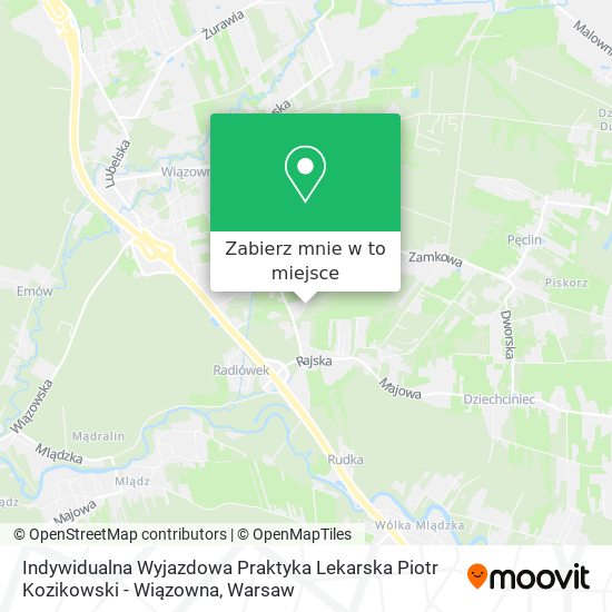 Mapa Indywidualna Wyjazdowa Praktyka Lekarska Piotr Kozikowski - Wiązowna