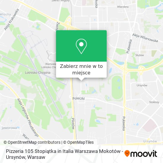 Mapa Pizzeria 105 Stopiątka in Italia Warszawa Mokotów - Ursynów